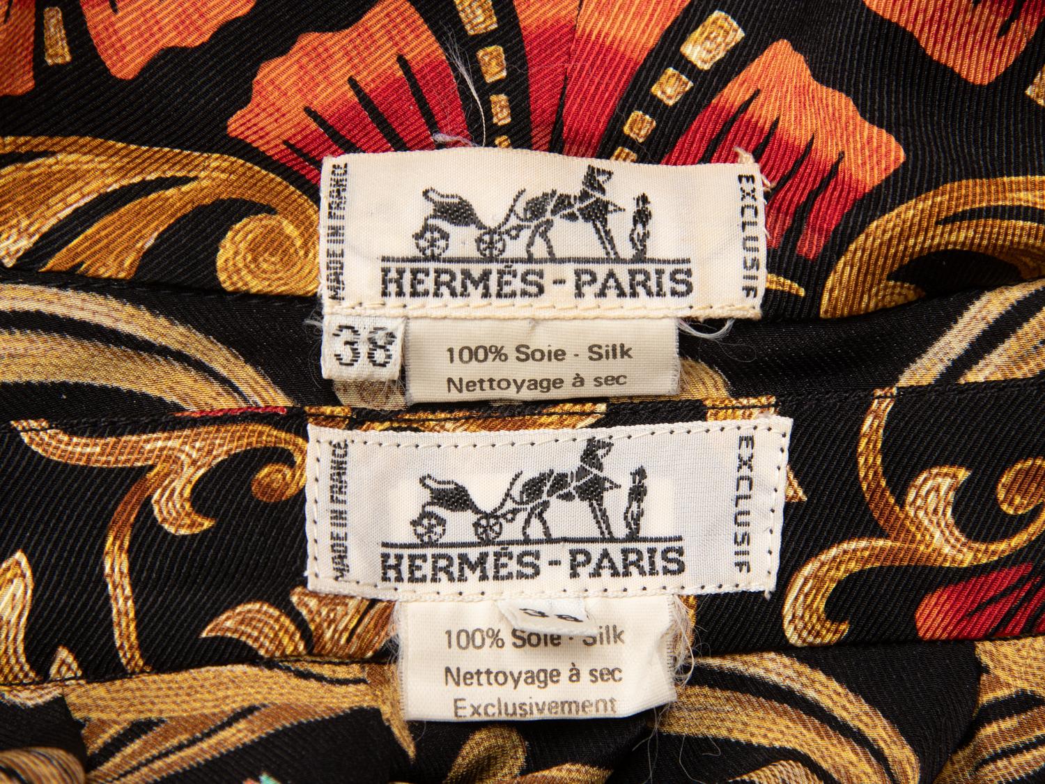 Hermès, Printed Silk Twill Skirt Ensemble