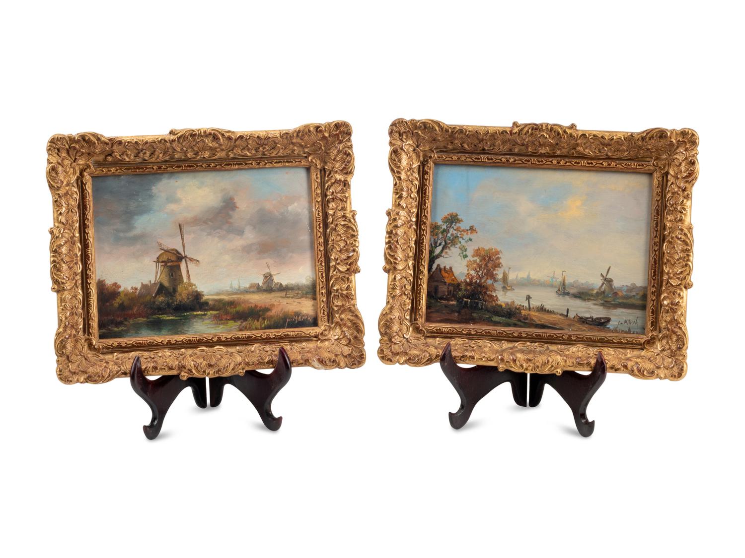 Landscape and Riverscape with Windmills (a pair of works)