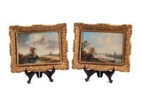 Landscape and Riverscape with Windmills (a pair of works)