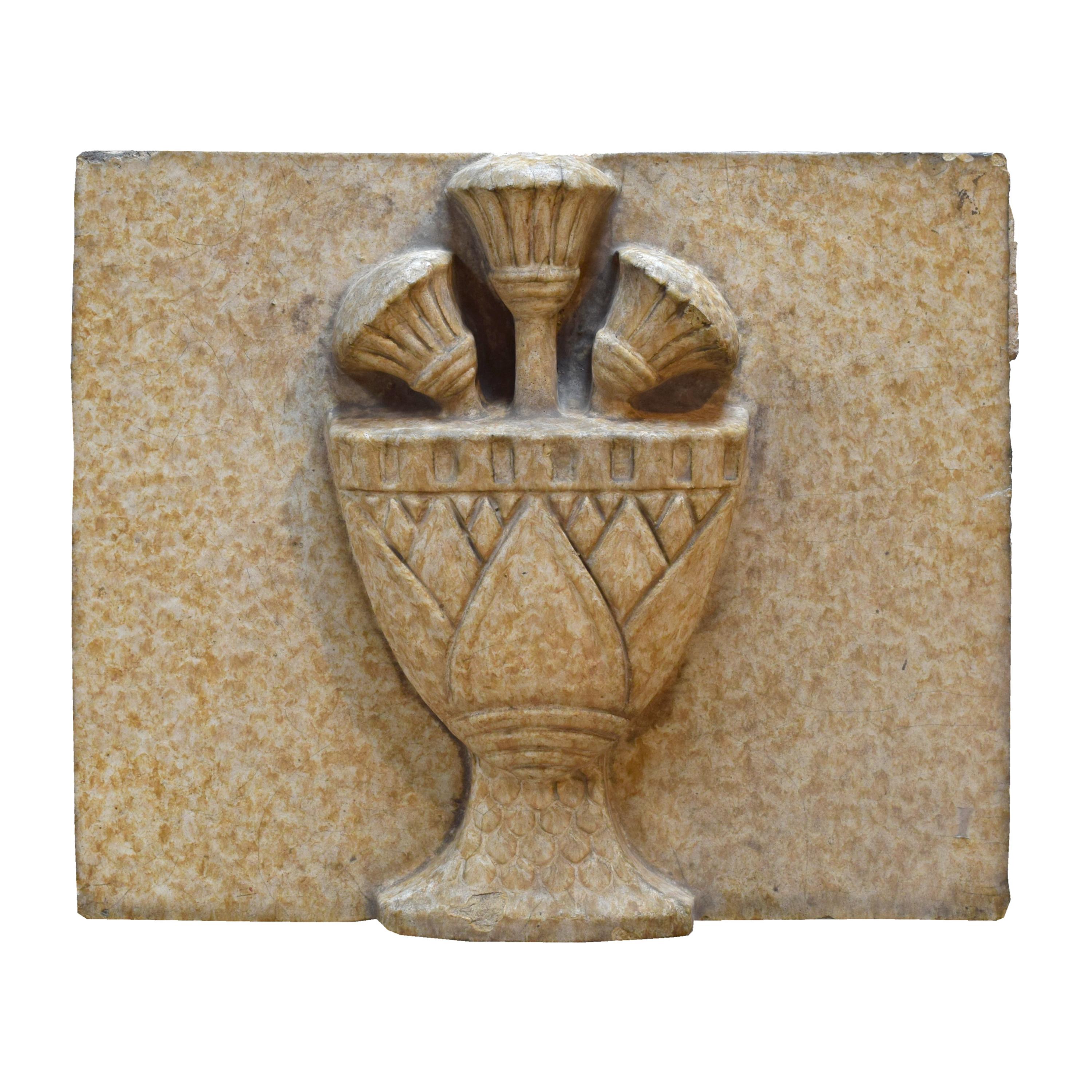 A Glazed Terra Cotta Panel from the National Knights of Pythian Temple in Chicago, IL. 22" W x 8" D x 18" H — United States, Circa 1924