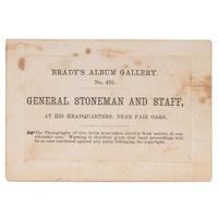 [CIVIL WAR]. BRADY, Mathew, photographer. General Stoneman and Staff, at his Headquarters, Near Fair Oaks . [Washington, DC: Gardner & Gibson, 1862].