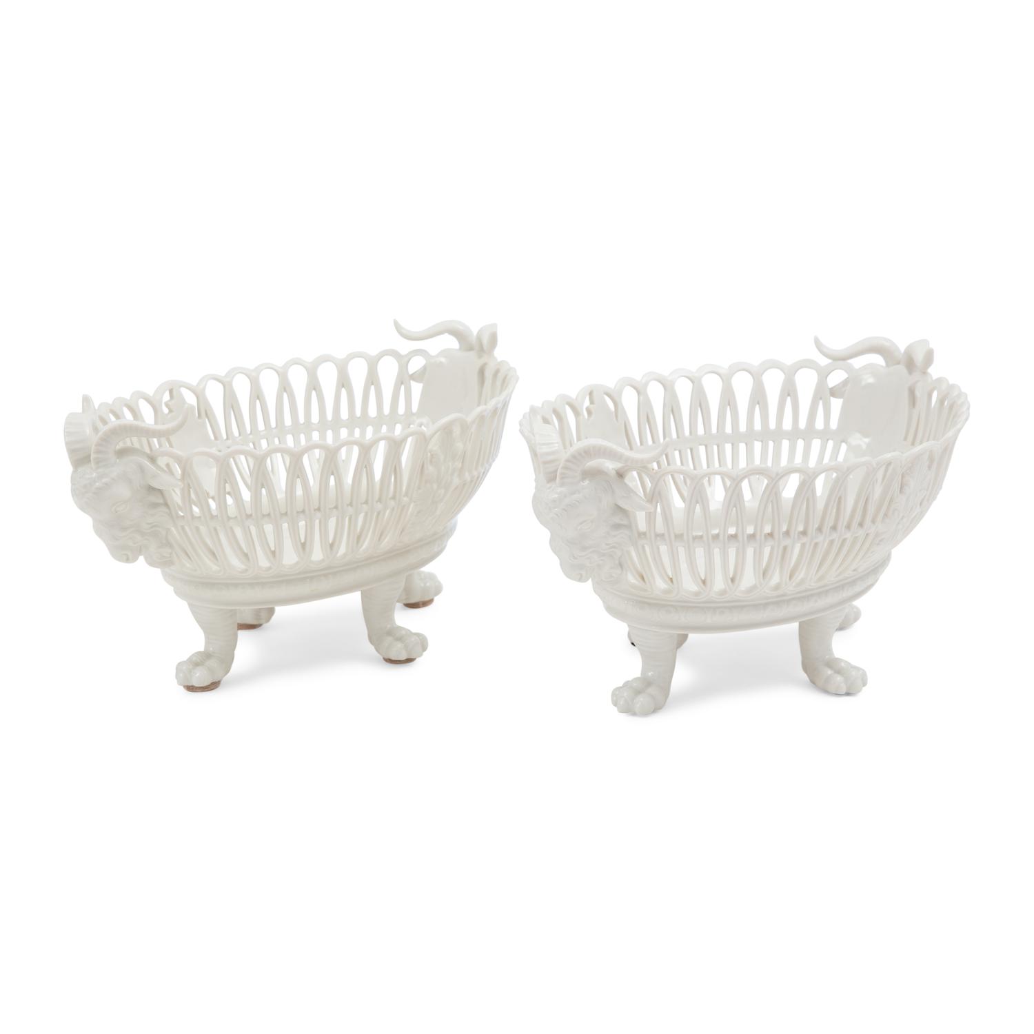 A Pair of Nymphenburg Blanc-de-Chine Porcelain Baskets
