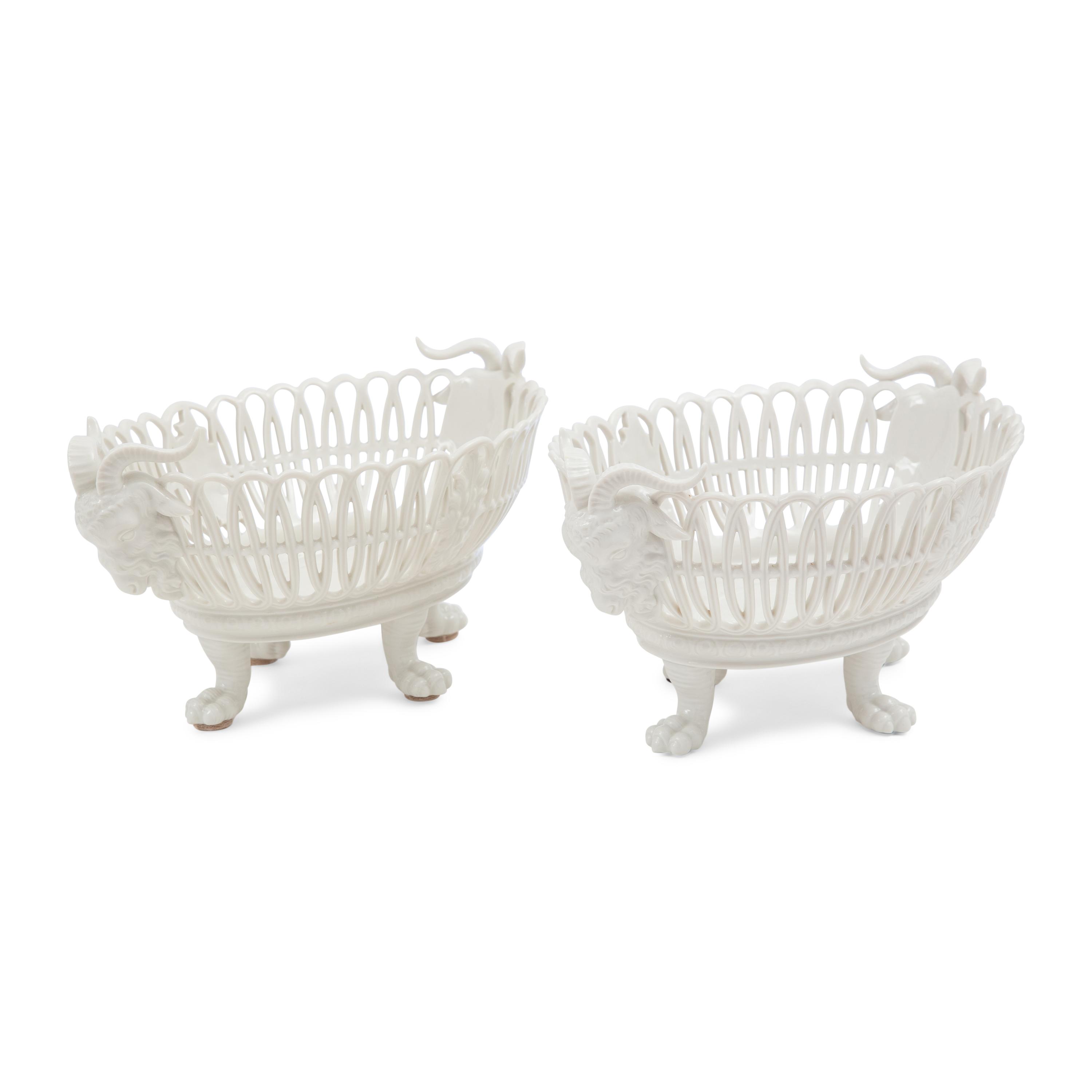 A Pair of Nymphenburg Blanc-de-Chine Porcelain Baskets