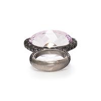 GIORGIO ARMANI, BLACKENED GOLD, KUNZITE, AND BLACK DIAMOND RING