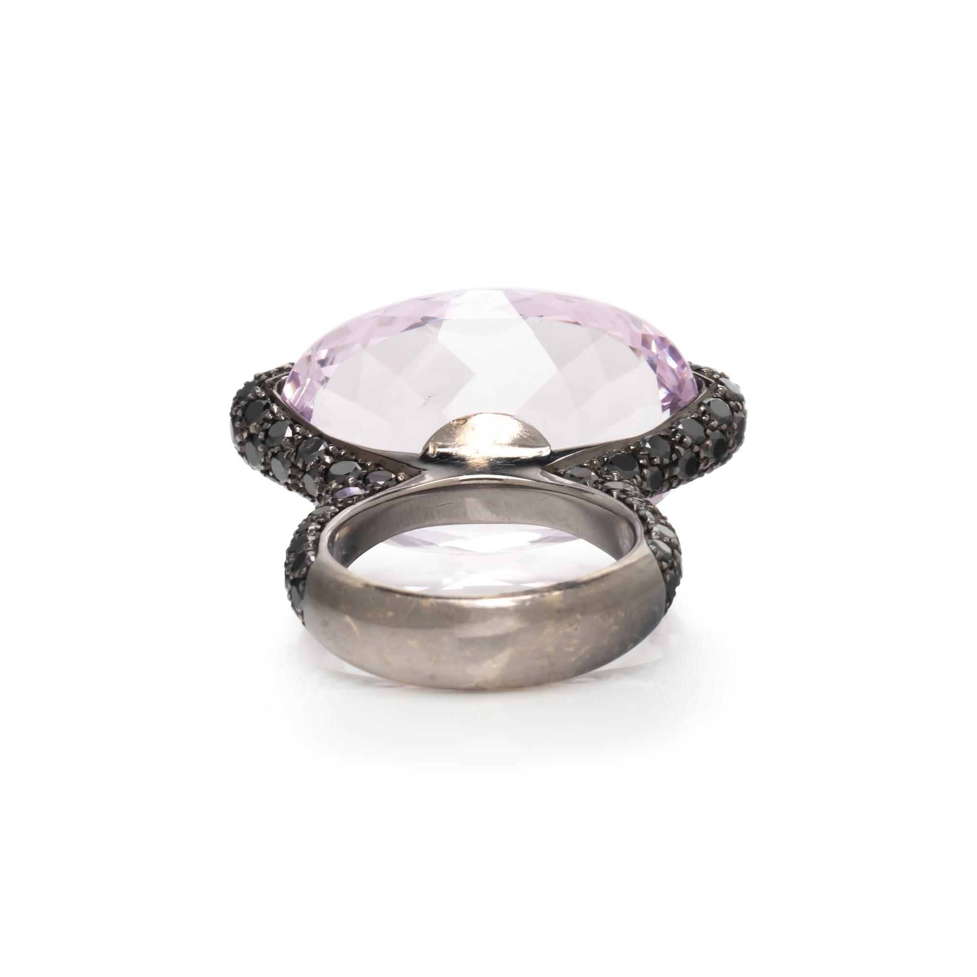 GIORGIO ARMANI, BLACKENED GOLD, KUNZITE, AND BLACK DIAMOND RING
