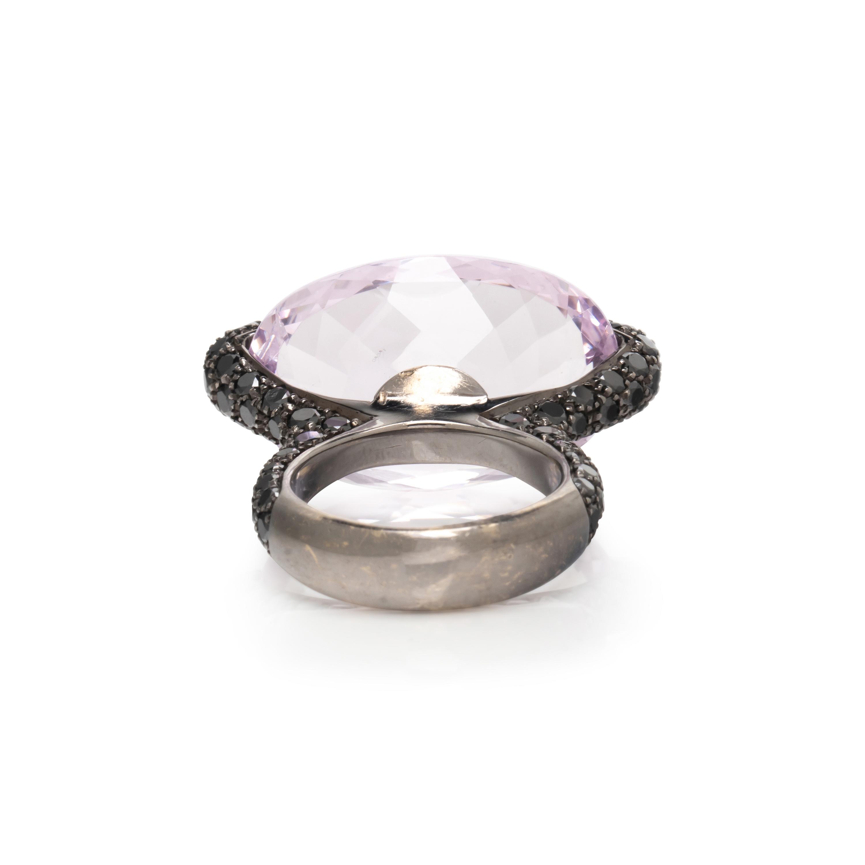 GIORGIO ARMANI, BLACKENED GOLD, KUNZITE, AND BLACK DIAMOND RING