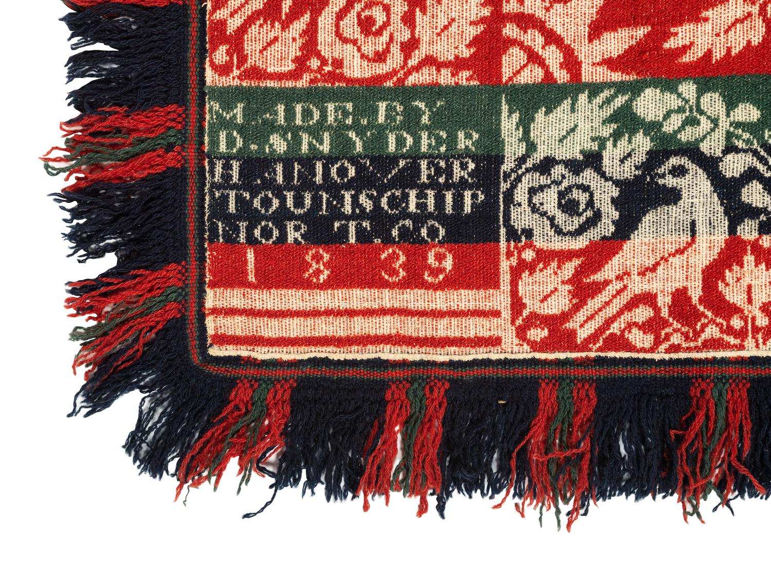 Two Jacquard Wool and Cotton Coverlets
