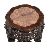 Two Chinese Export Marble Inset Rosewood Furniture