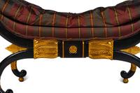 A Baker Regency Style Painted and Parcel Gilt Curule Bench