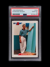 A 1992 Bowman Mariano Rivera Rookie Baseball Card No. 302 (PSA 10, GEM MINT)