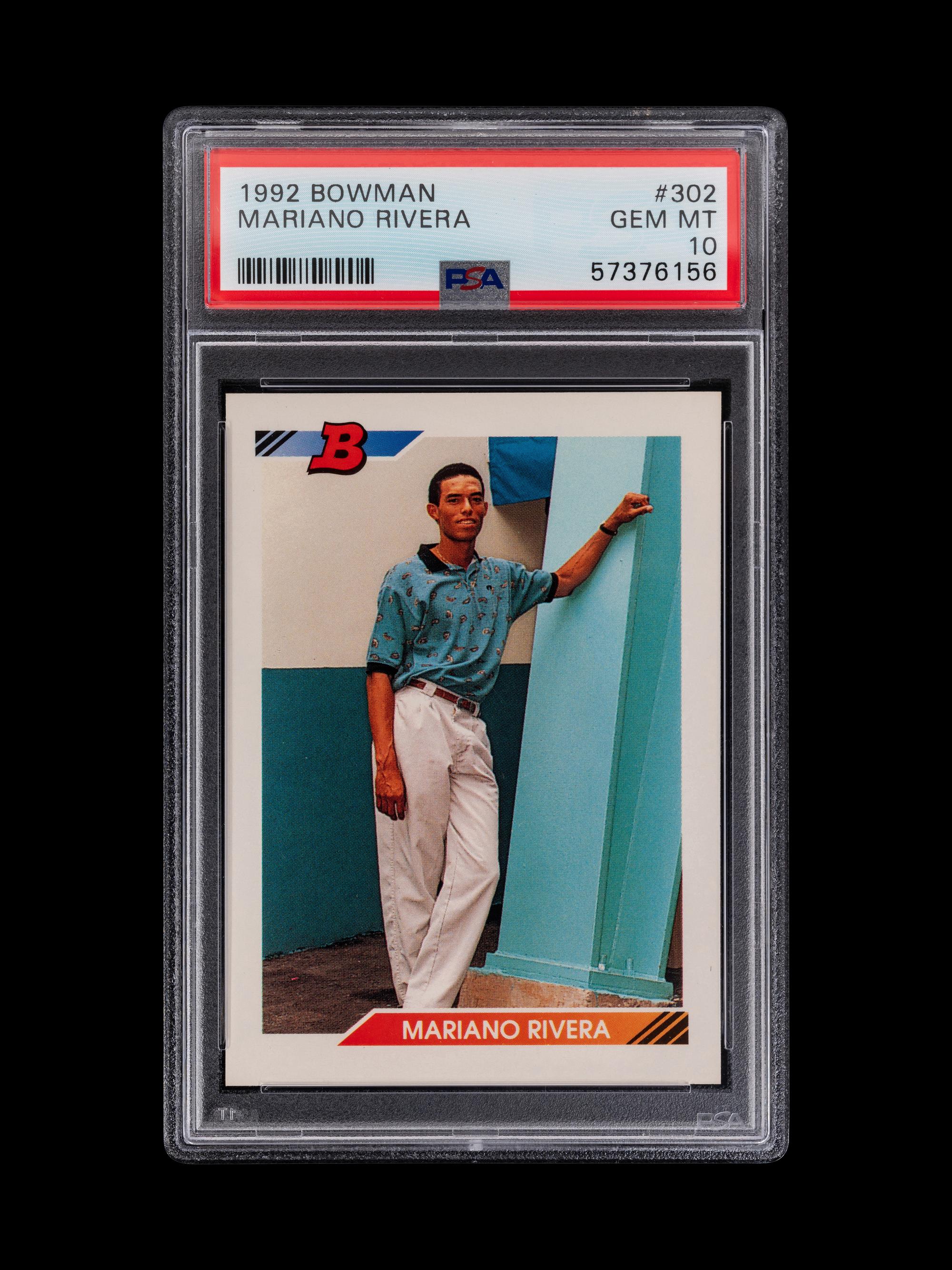 A 1992 Bowman Mariano Rivera Rookie Baseball Card No. 302 (PSA 10, GEM MINT)