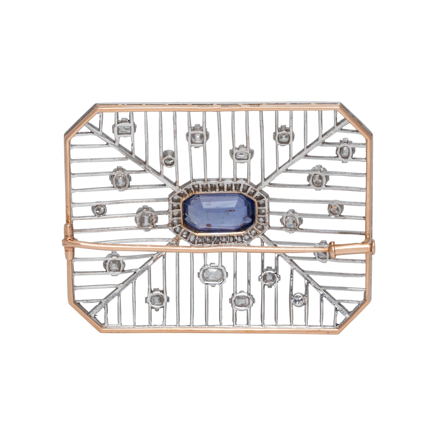 RUSSIAN, SAPPHIRE AND DIAMOND BROOCH