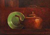 Marc-Aurele Fortin, (Canadian, 1888-1970), Copper Kettle with Green Plate