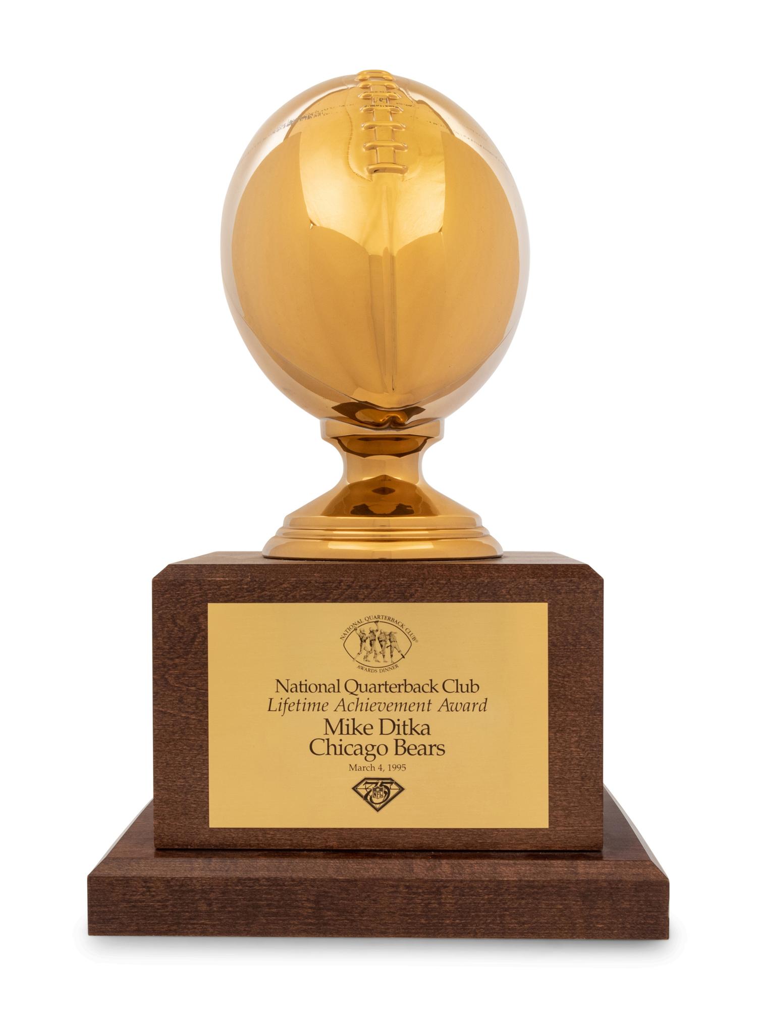 A 1995 National Quarterback Club Lifetime Achievement Trophy Awarded to Mike Ditka Formerly Displayed at Mike Ditka's Restaurant
