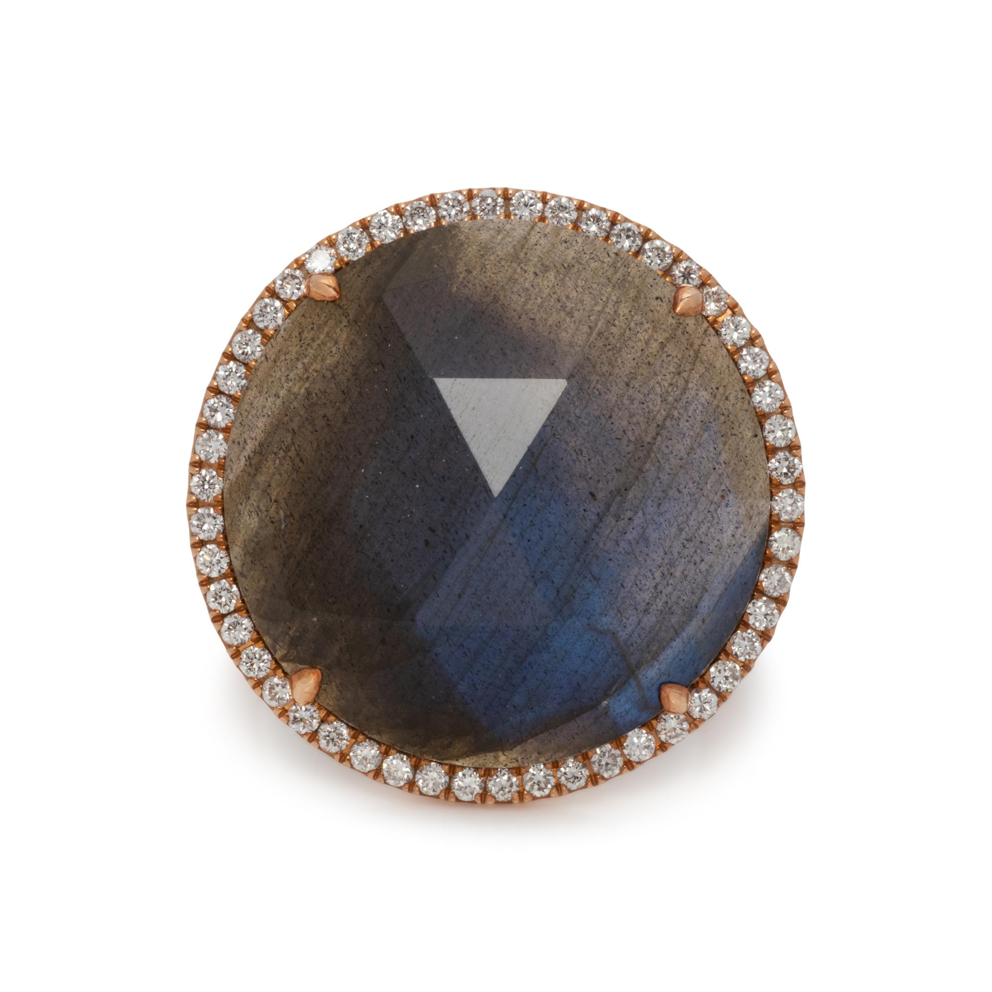 LABRADORITE AND DIAMOND RING