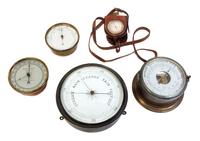 A Group of Five Barometers Diameter of largest 8 inches. — 20TH CENTURY