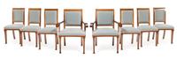 Art Deco, HUNGARY, 1930s, a set of 8 dining chairs, comprising 2 arm and 6 sides