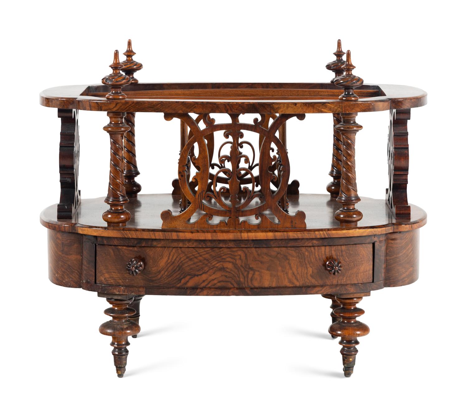 A Victorian Burl Walnut Canterbury