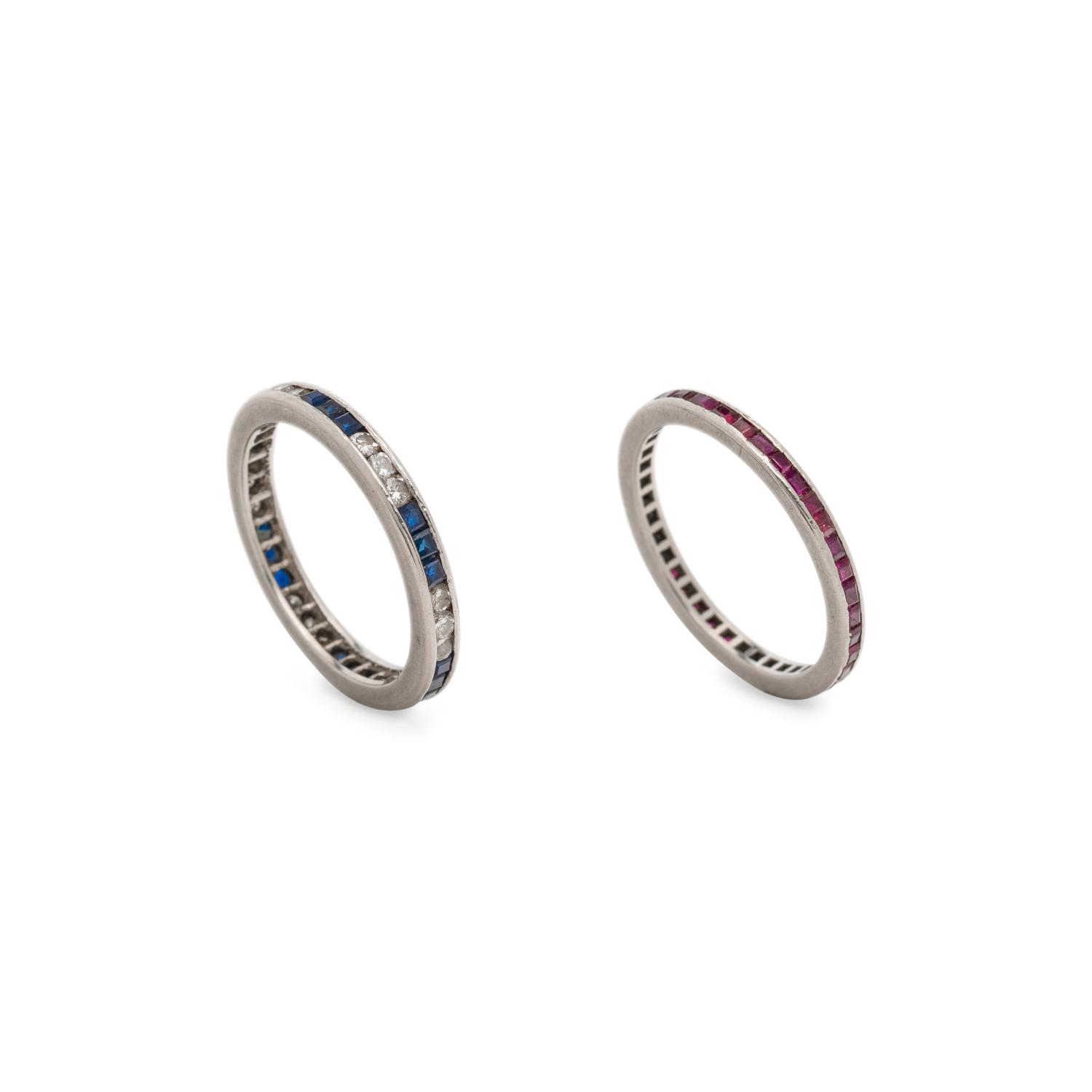 TWO DIAMOND AND GEMSTONE ETERNITY BANDS
