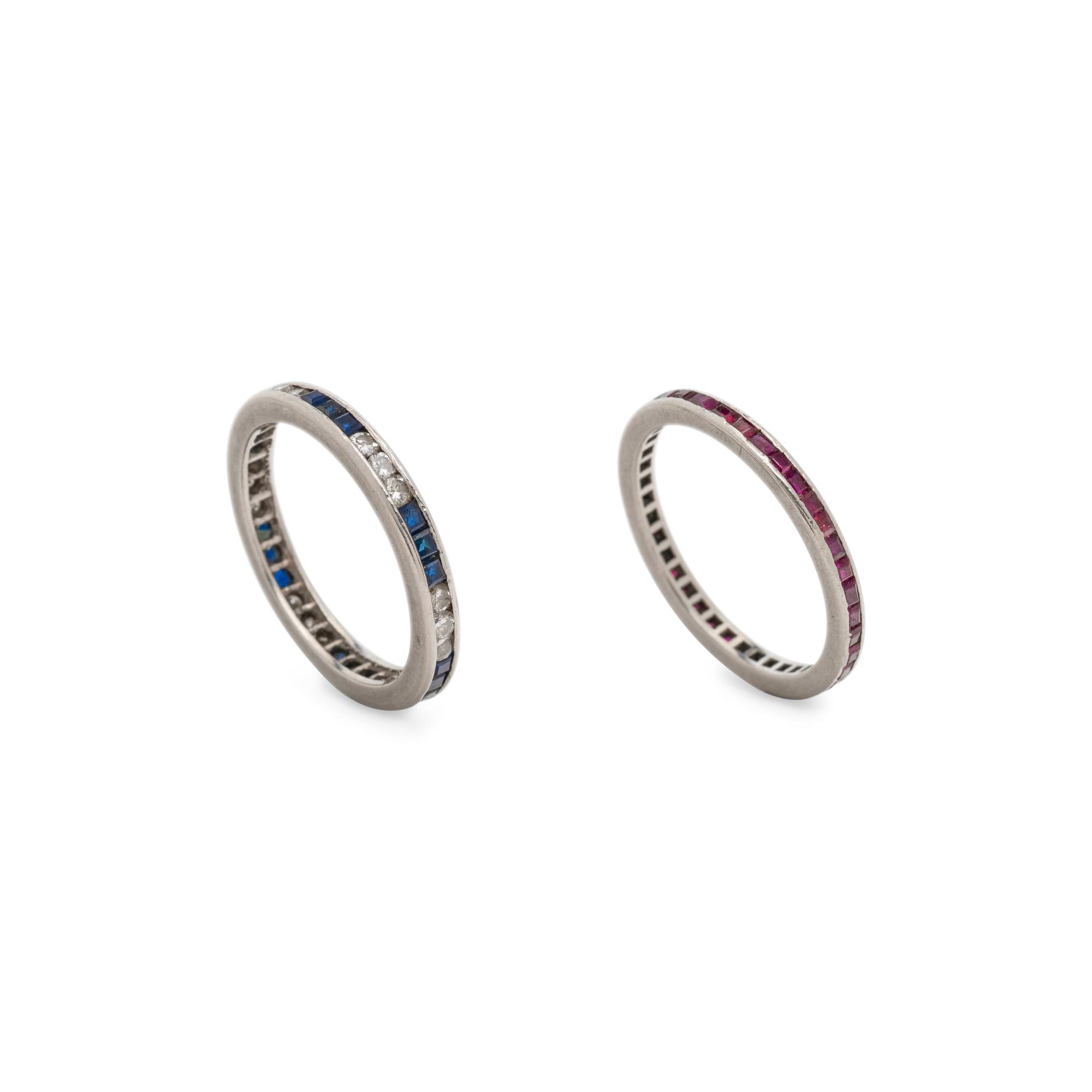 TWO DIAMOND AND GEMSTONE ETERNITY BANDS