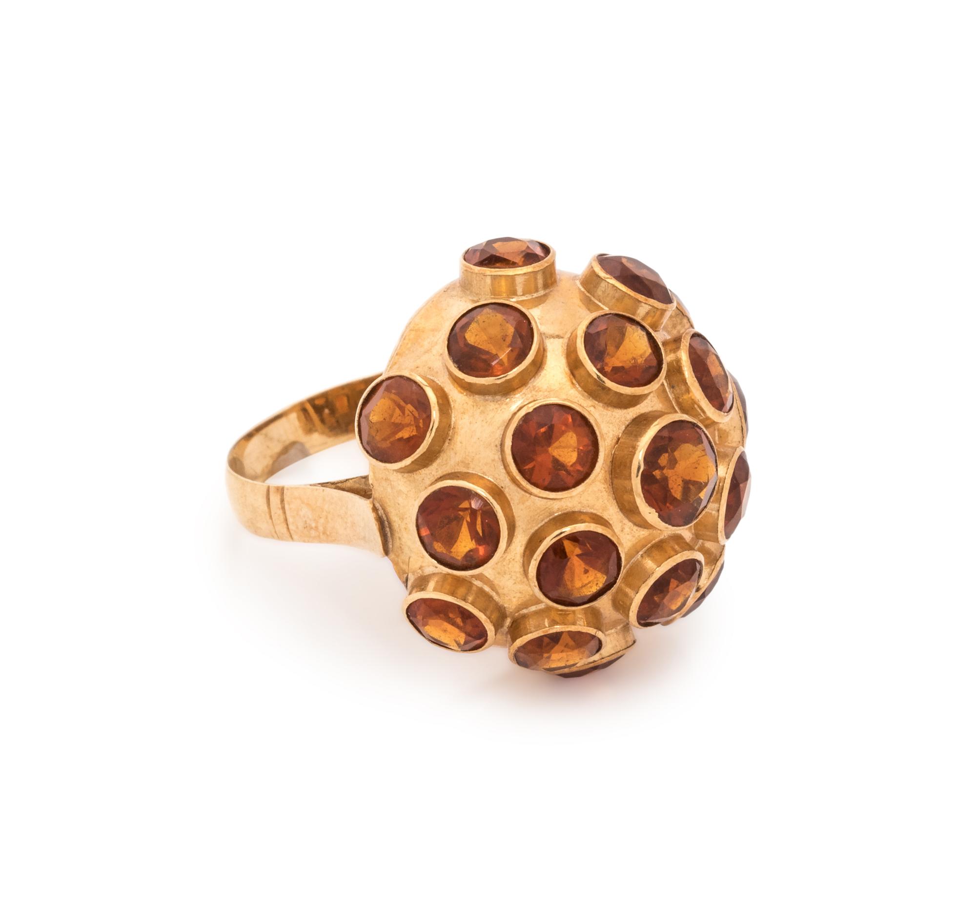 YELLOW GOLD AND CITRINE SPUTNIK RING