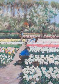 Artist Unknown, (20th century), Figures Tending the Tulips