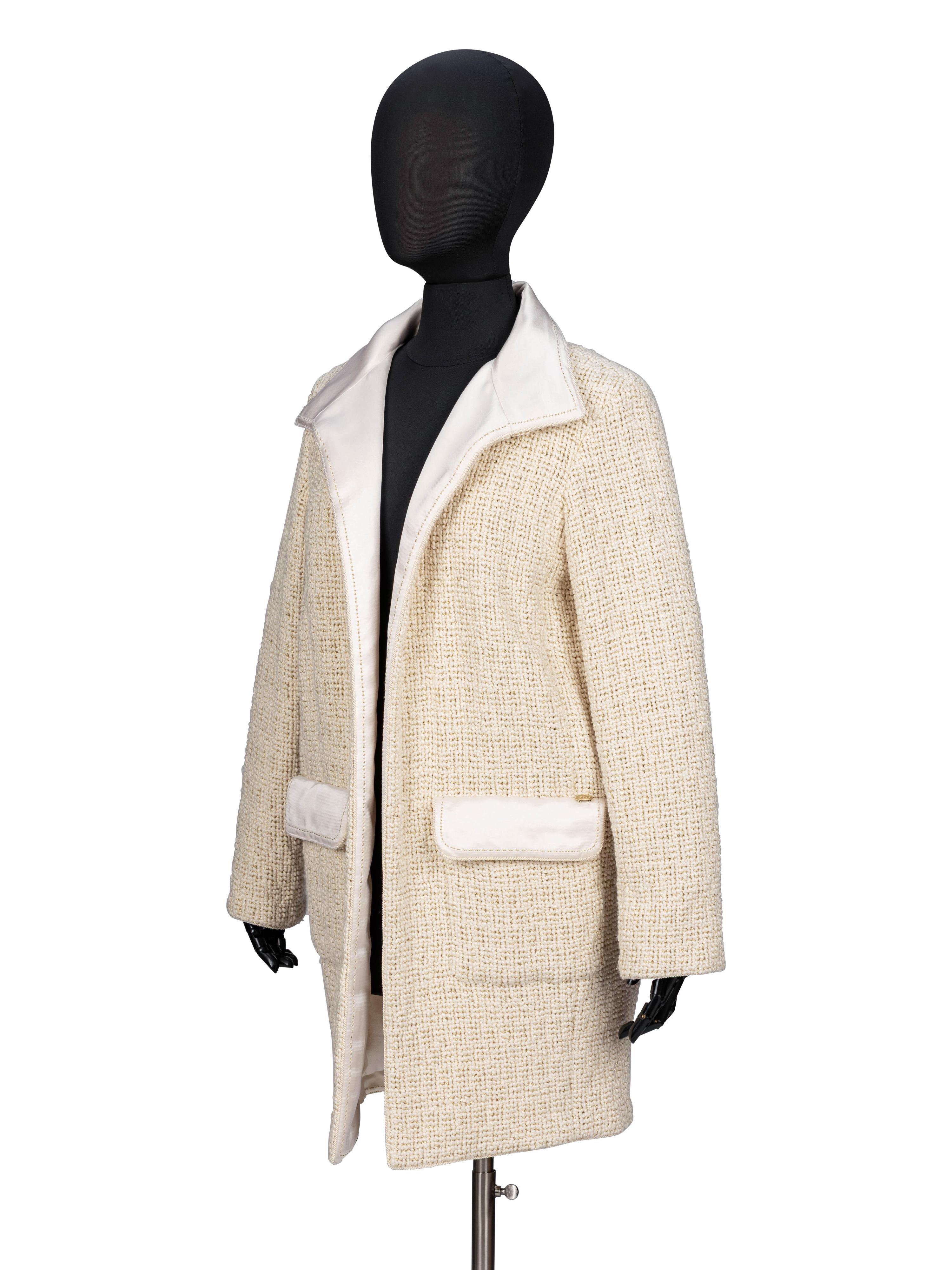 Chanel, Long Cream Tweed Jacket