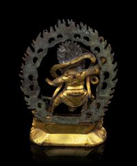 A Sino-Tibetan Gilt Bronze Figure of Mahākāla