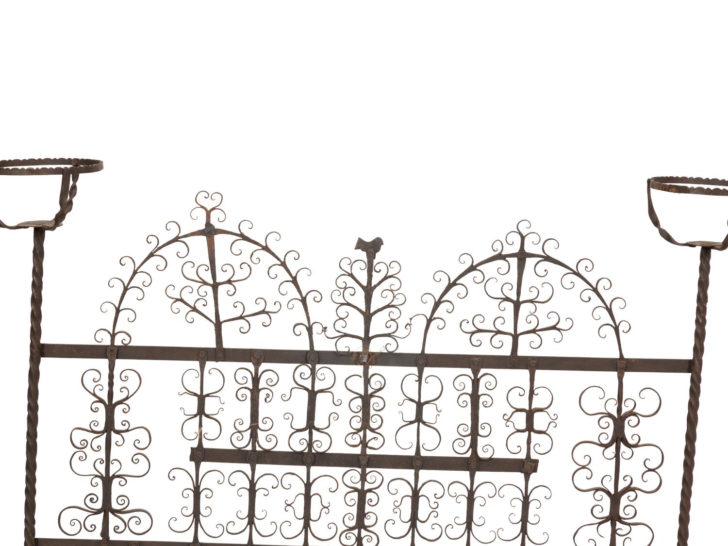 A Mizner Wrought Iron Fire Screen with Candleholders