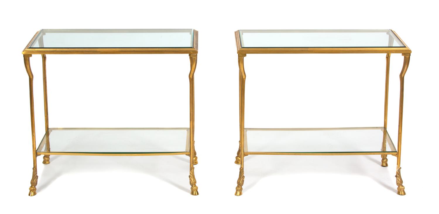 A Pair of French Gilt Bronze Side Tables Height 24 1/2 x width 27 x depth 14 inches. — 20TH CENTURY