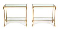 A Pair of French Gilt Bronze Side Tables Height 24 1/2 x width 27 x depth 14 inches. — 20TH CENTURY