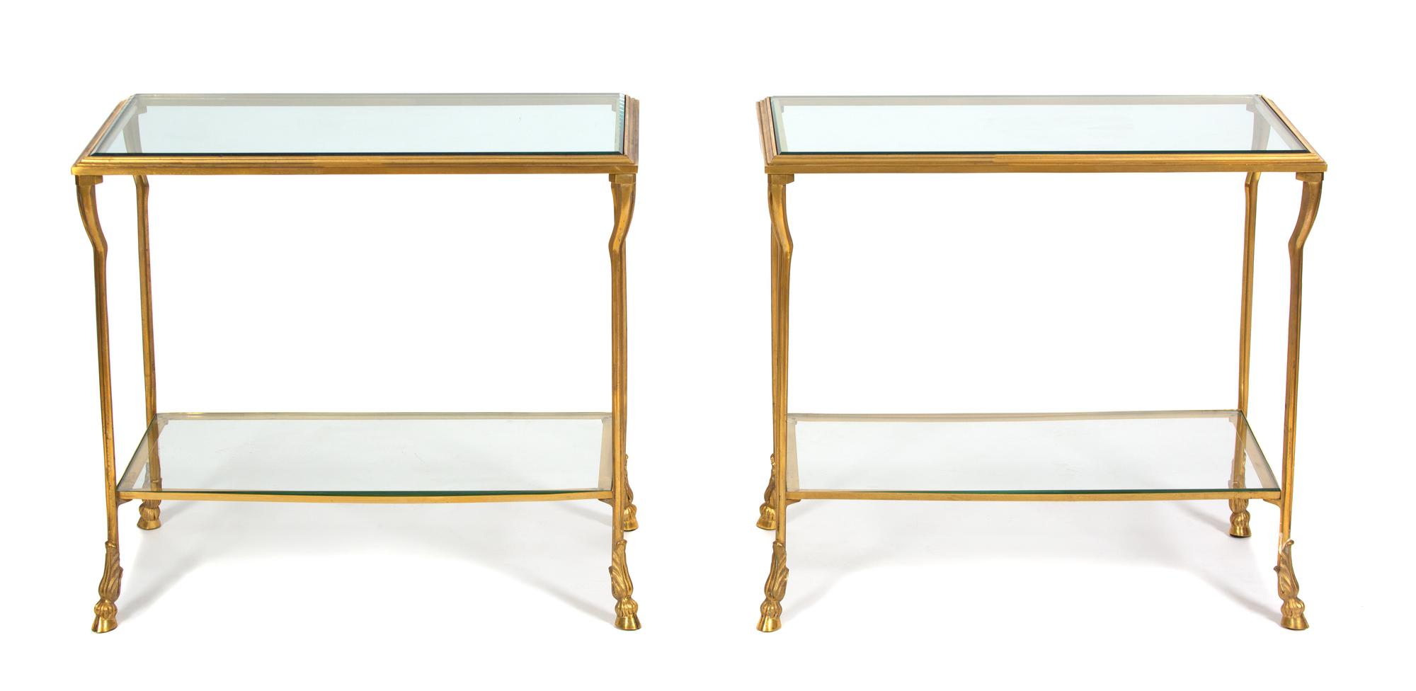 A Pair of French Gilt Bronze Side Tables Height 24 1/2 x width 27 x depth 14 inches. — 20TH CENTURY