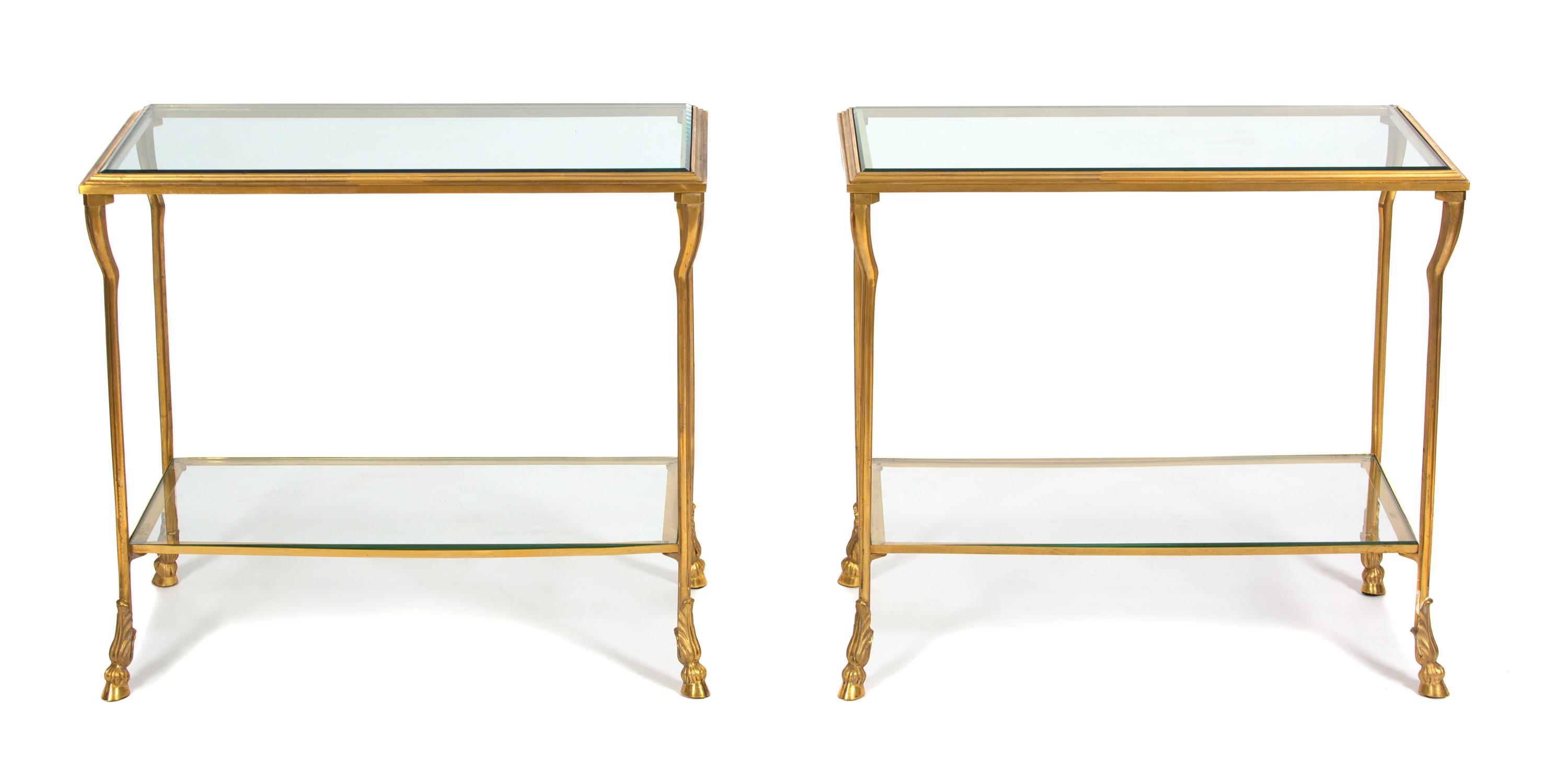 A Pair of French Gilt Bronze Side Tables Height 24 1/2 x width 27 x depth 14 inches. — 20TH CENTURY