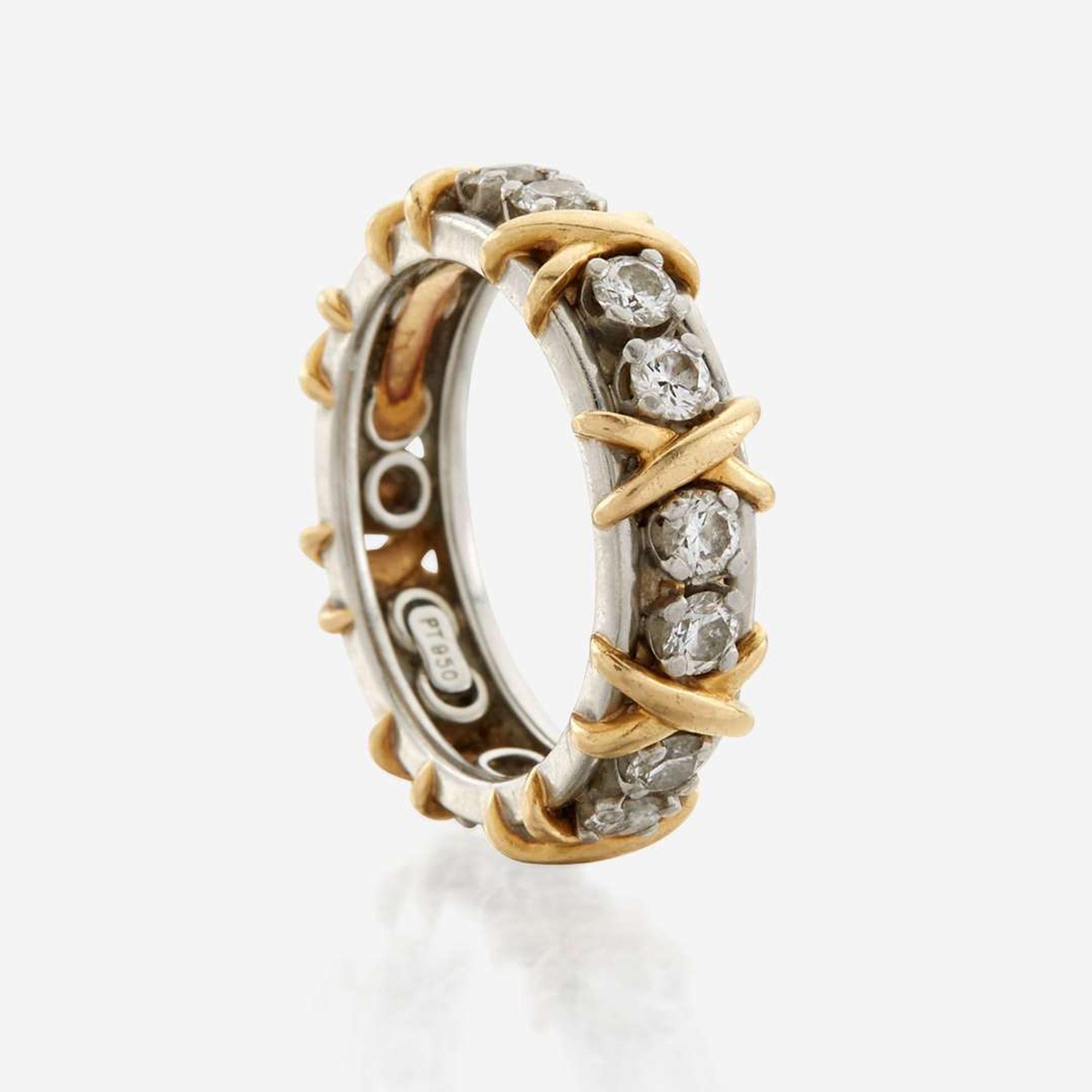 A gold, platinum, and diamond band, Tiffany & Co. Schlumberger Studios