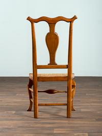 A Queen Anne Maple Rush Seat Side Chair