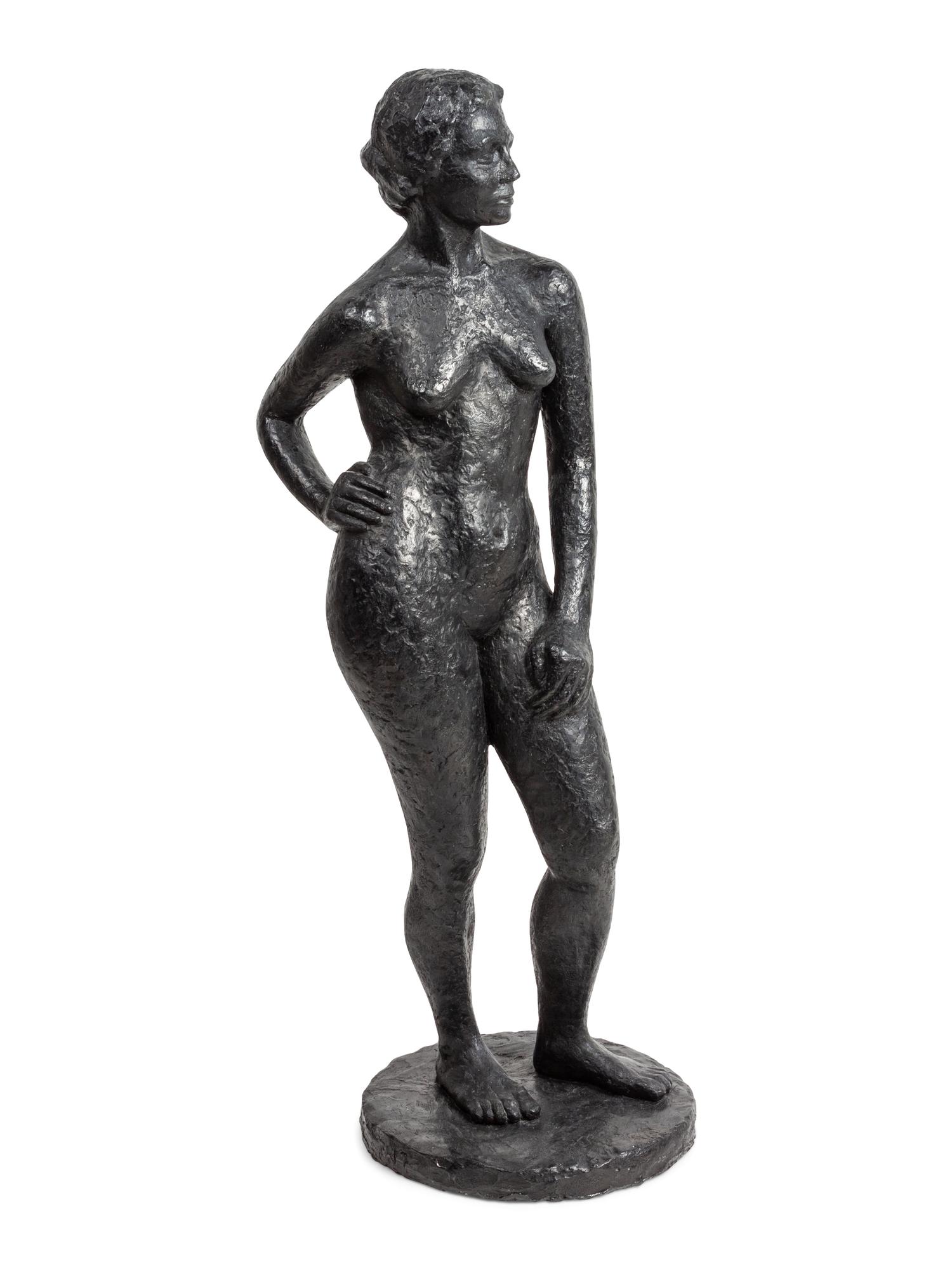 A Plaster Standing Nude Sculpture of a Woman