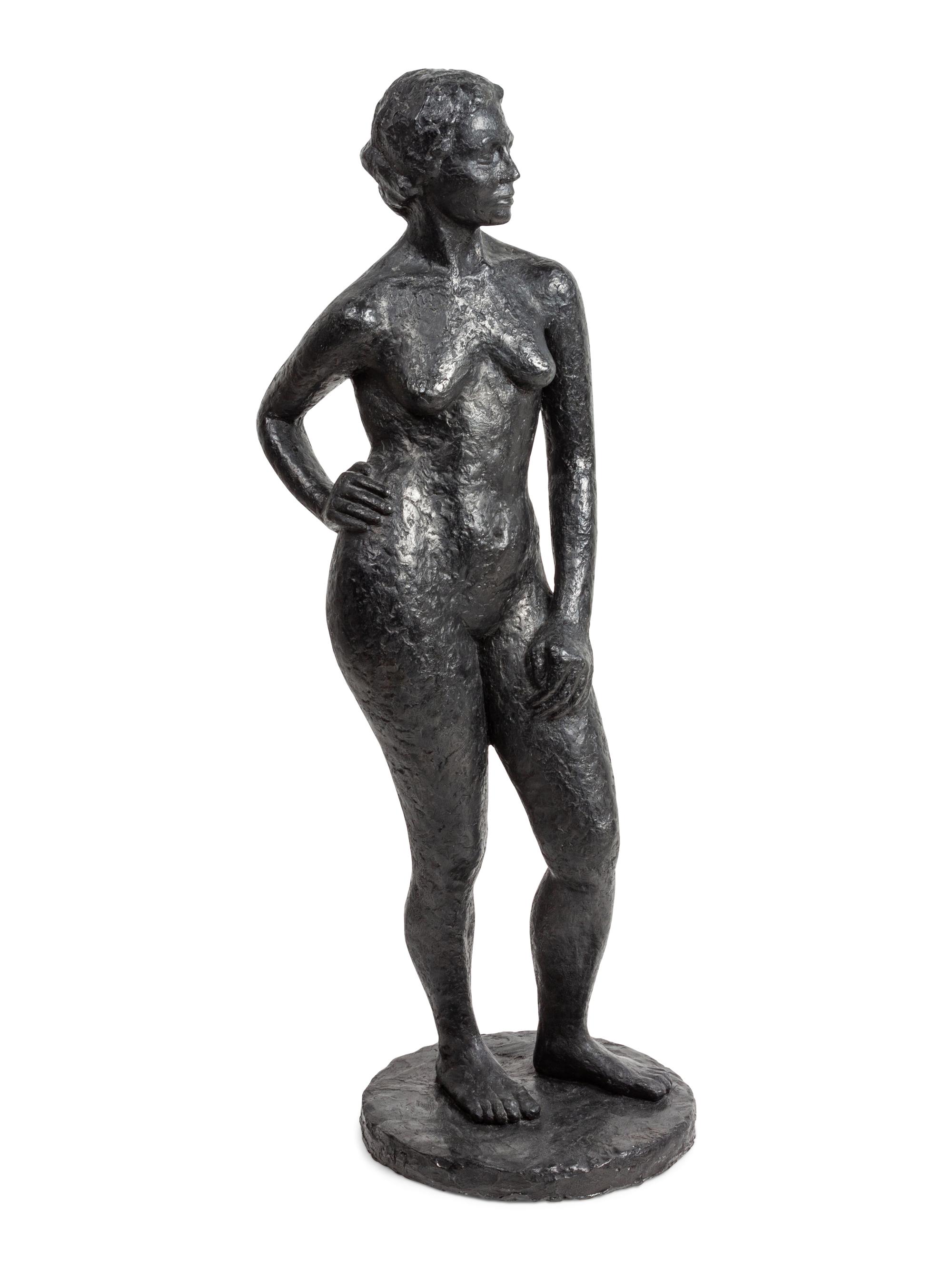 A Plaster Standing Nude Sculpture of a Woman