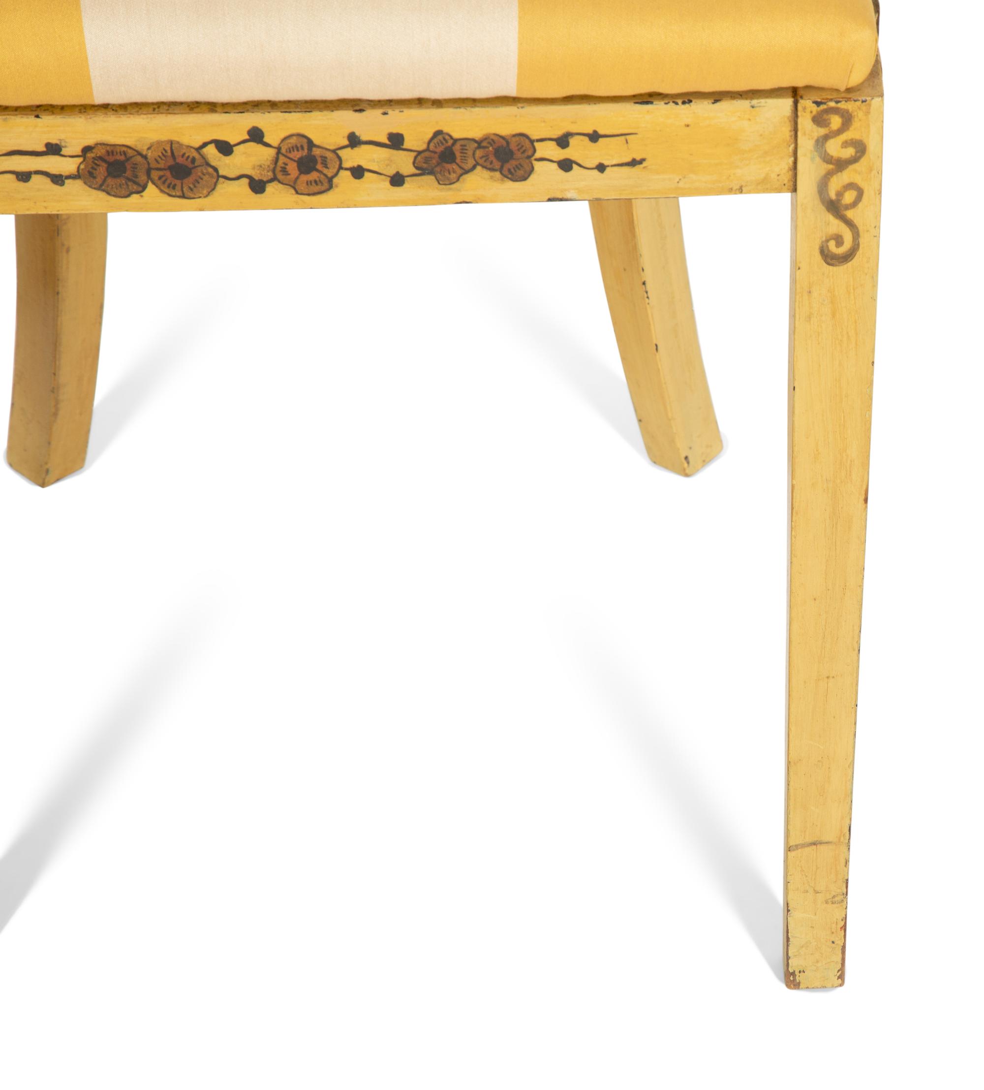 A Pair of Continental Yellow-Painted and Japanned Side Chairs