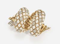 A David Webb 18K Yellow Gold, Platinum, Diamond, and Enamel Bracelet