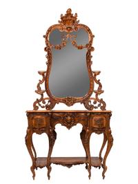 A Belle Époque Carved Fruitwood Console Table with Mirror — LATE 19TH/EARLY 20TH CENTURY