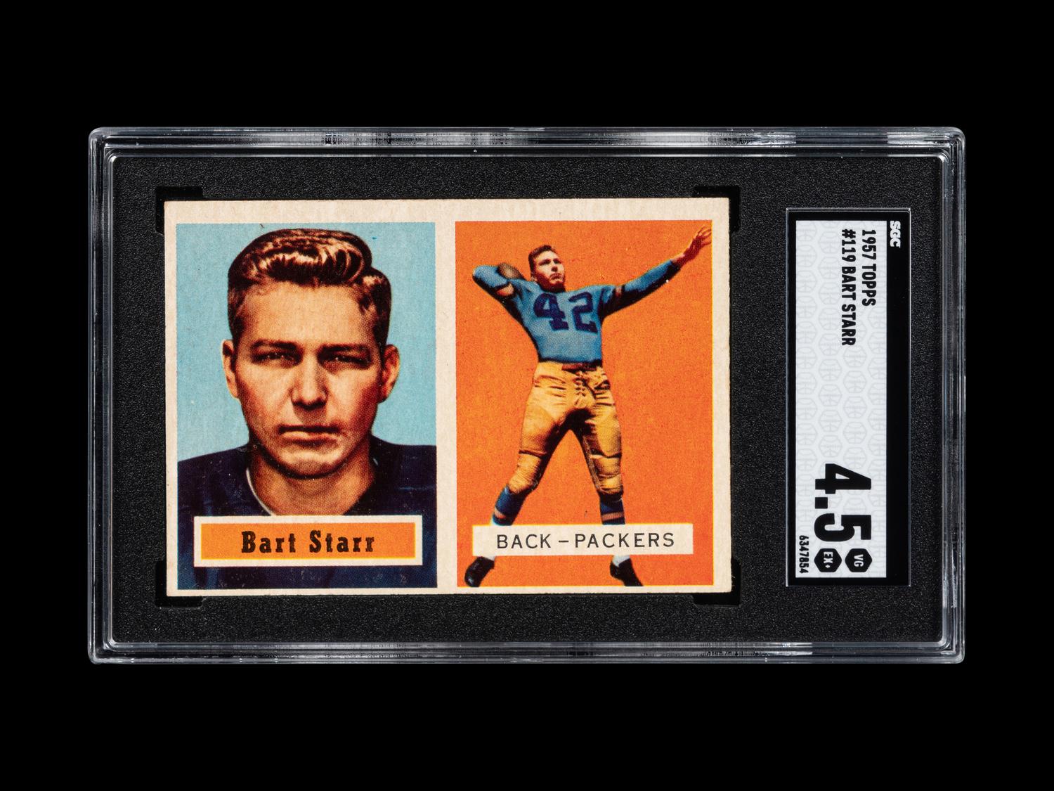 A 1957 Topps Bart Starr Rookie Football Card No. 119 (SGC 4.5 VG/EX+)