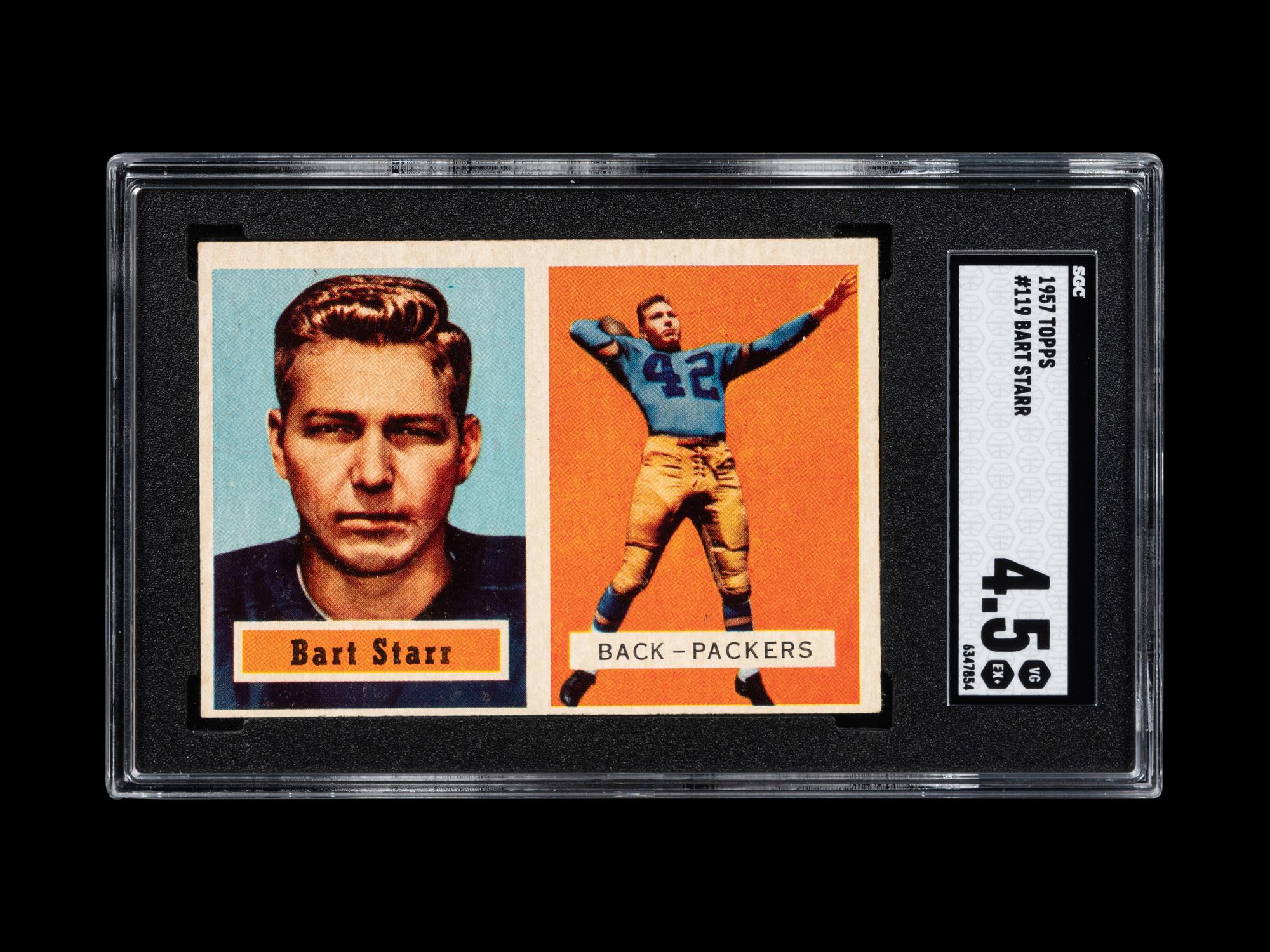 A 1957 Topps Bart Starr Rookie Football Card No. 119 (SGC 4.5 VG/EX+)