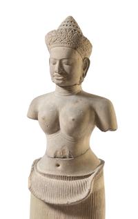 A Khmer Sandstone Figure of Lakshmie Height 48 inches. — ANGKOR PERIOD, 10TH-12TH CENTURY