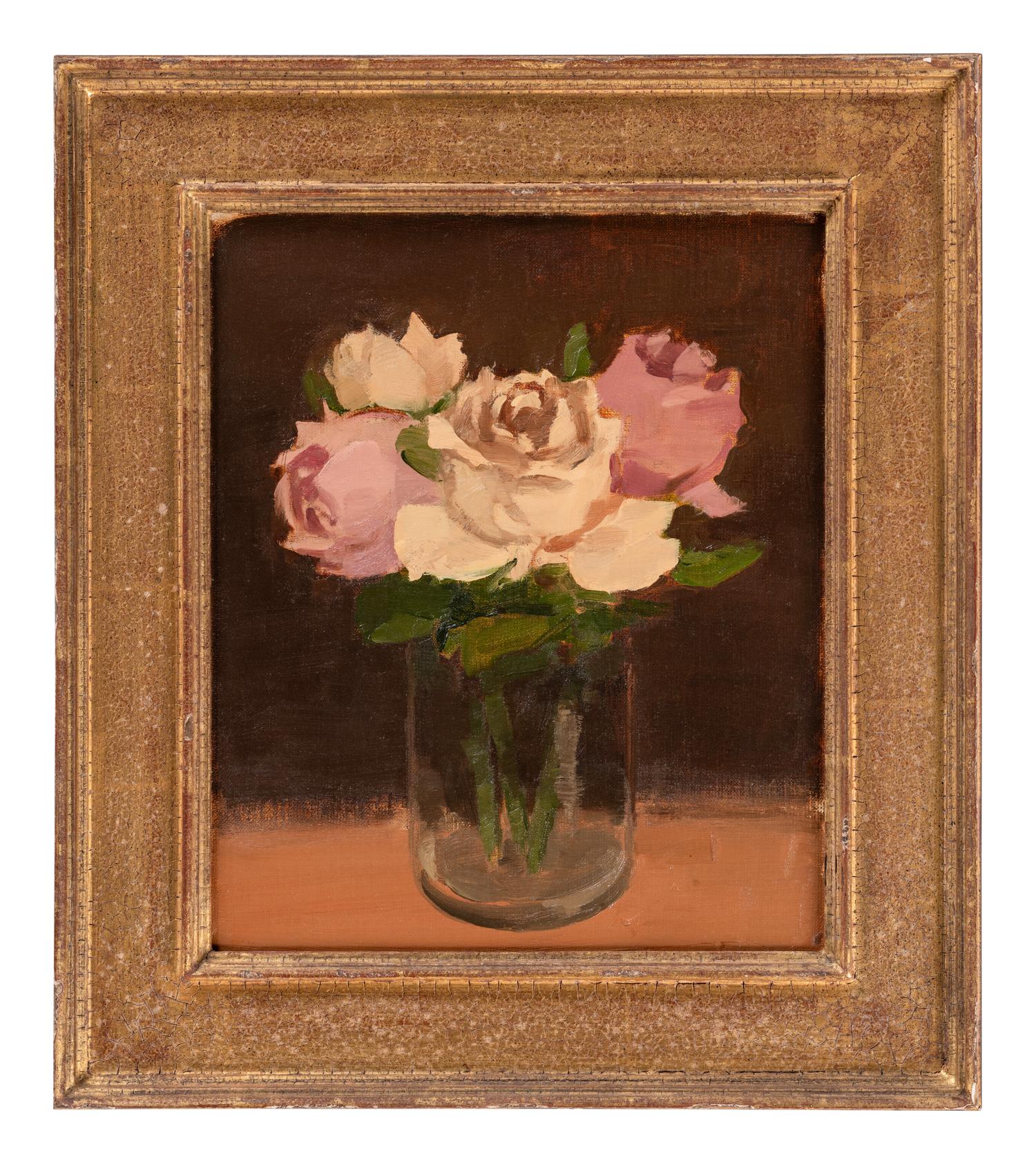 Pink Roses in a Glass Vase , 1980