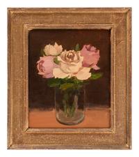 Pink Roses in a Glass Vase , 1980