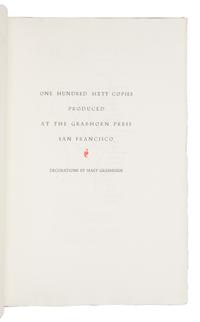 [GRABHORN PRINTING]. SHAKESPEARE, William (1564-1616). The Tempest . San Francisco: The Grabhorn Press, 1951.