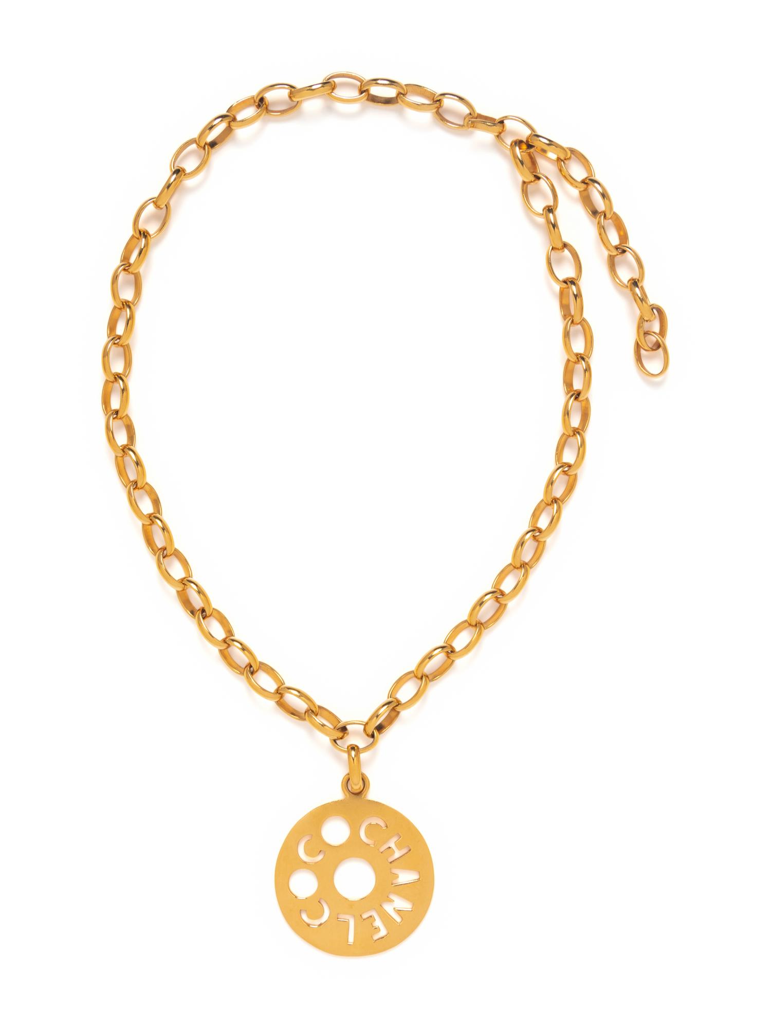 Chanel Gold-Tone Medallion Chain Necklace