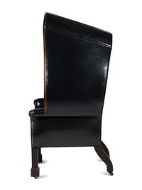 An Irish George III Brass Mounted, Carved Oak, Leather Upholstered Porter's Chair
