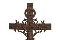A Wrought Iron Crucifix 23" W x 3" D x 48 "H — France, 19th Century