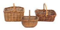 Three Wicker Handled Baskets Length of largest 19 1/2 inches. — 20TH CENTURY